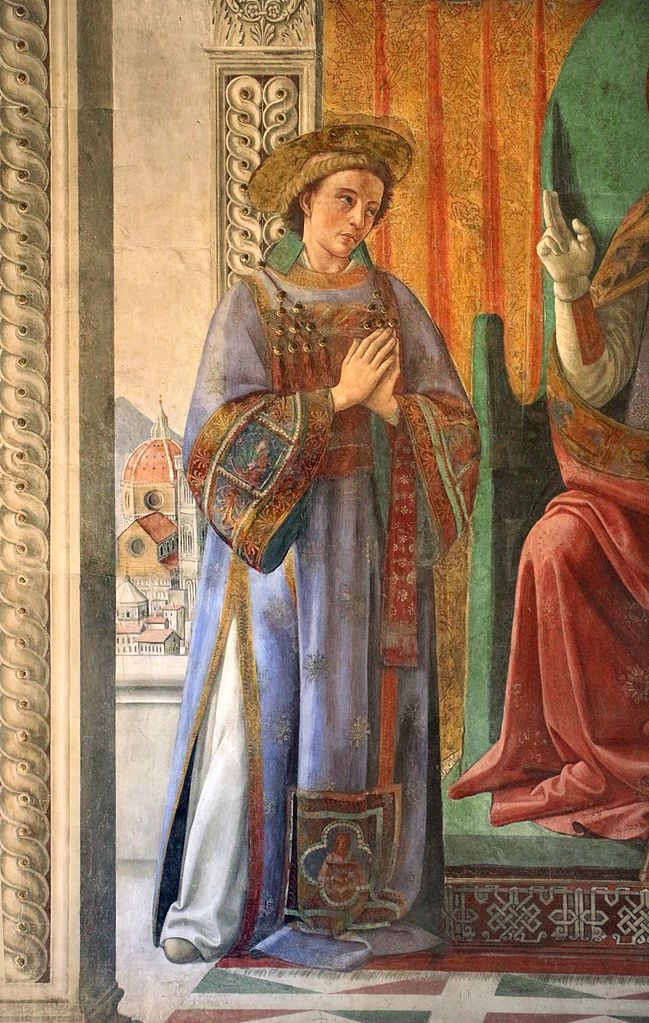 Apoteosi di San Zanobi tra i santi Eugenio e Crescenzione - Veduta della Sala dei Gigli, Palazzo vecchio, Firenze